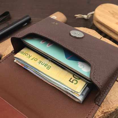 Saffiano Leather | Magnetic Snap Business Name Card Case | 十字紋牛皮系列 | 磁扣開關卡片盒