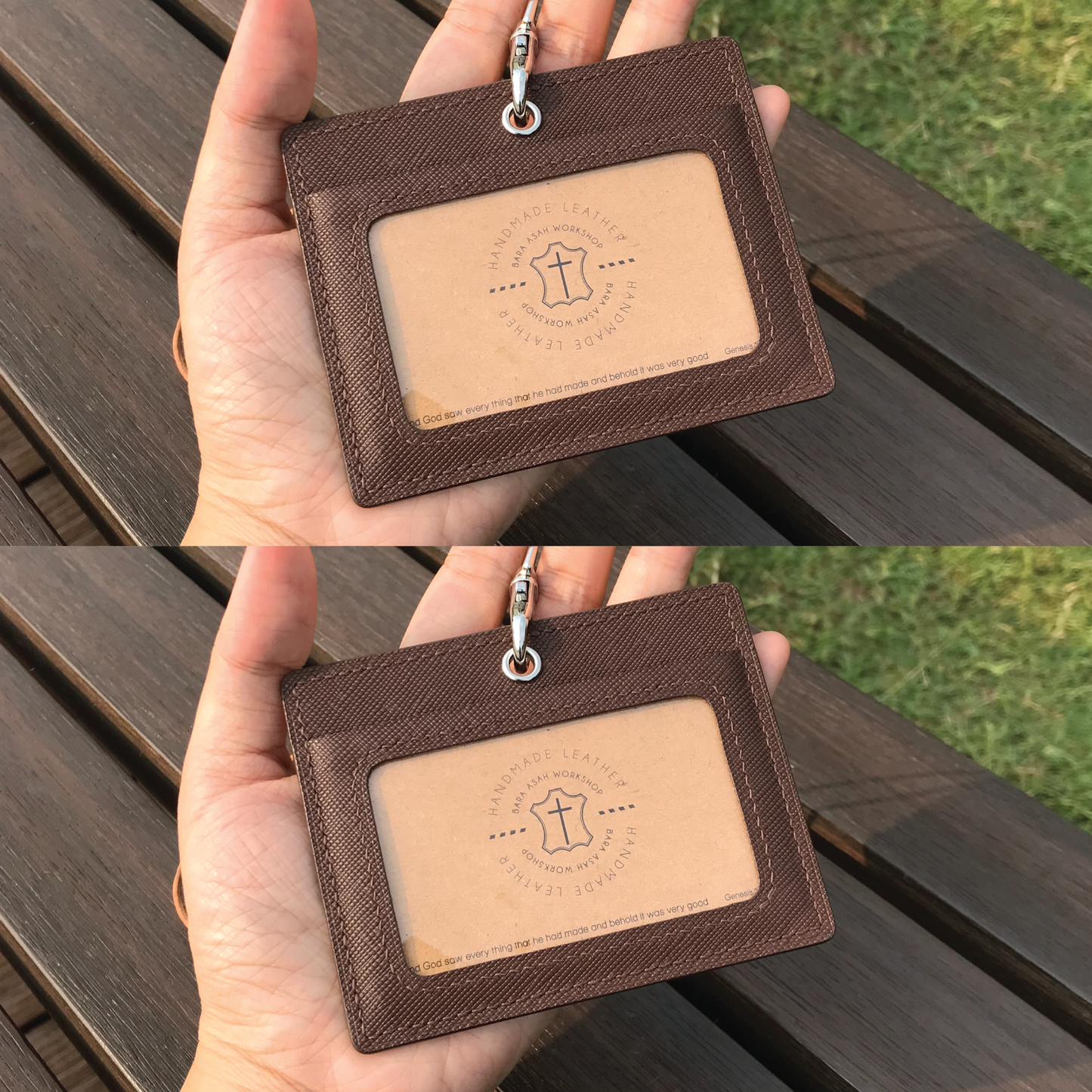 Saffiano Leather | ID Cardholder with Lanyard | 2 Photo Slots | 十字紋牛皮系列 | 掛頸職員卡套 | 兩相格款式