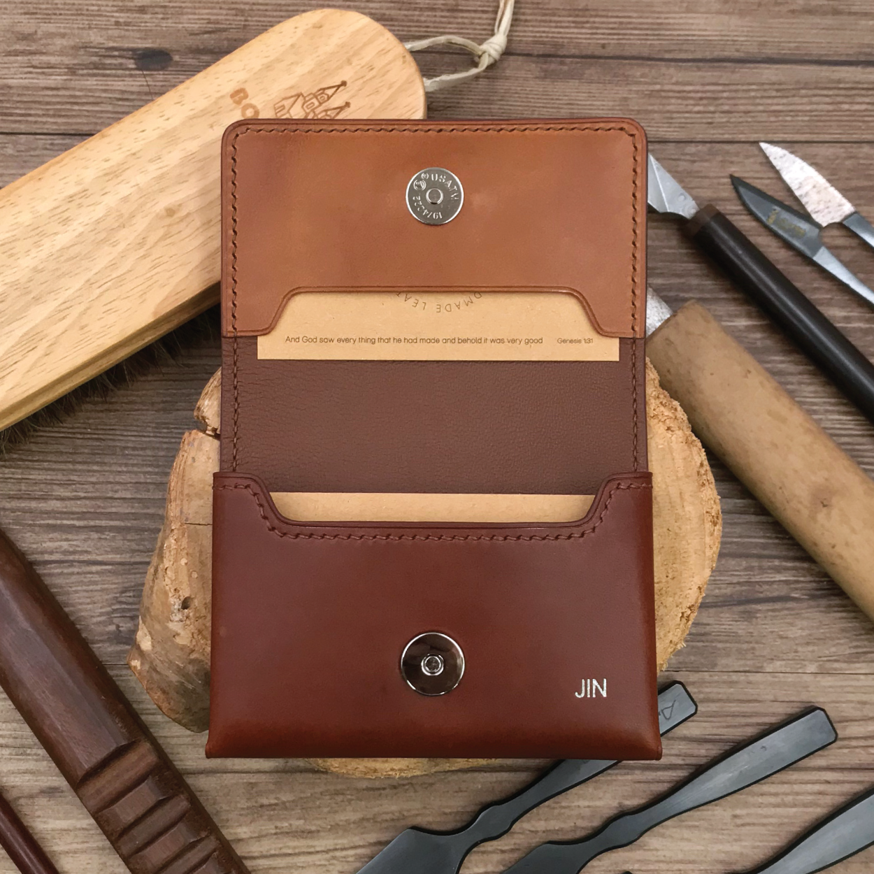 Buttero Leather | Magnetic Snap Business Name Card Case | 植鞣牛皮系列 | 磁扣開關卡片盒