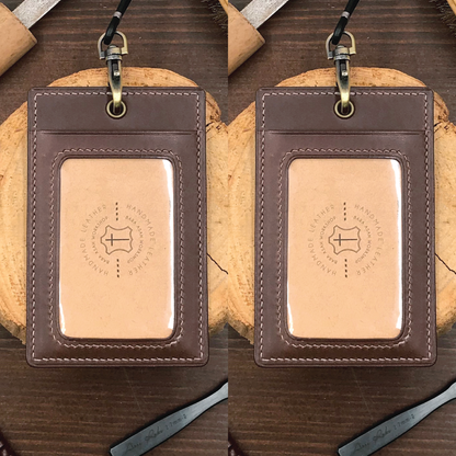 Buttero Leather | ID Cardholder with Lanyard | 2 Photo Slots | 植鞣牛皮系列 | 掛頸職員卡套 | 兩相格款式