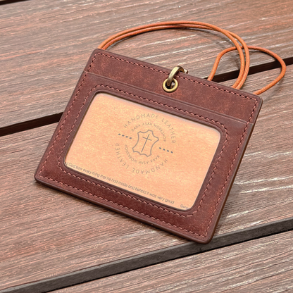 Pueblo Leather | ID Cardholder with Lanyard | Vertical, Horizontal Style | 磨砂牛皮系列 | 掛頸職員卡套 | 直款橫款
