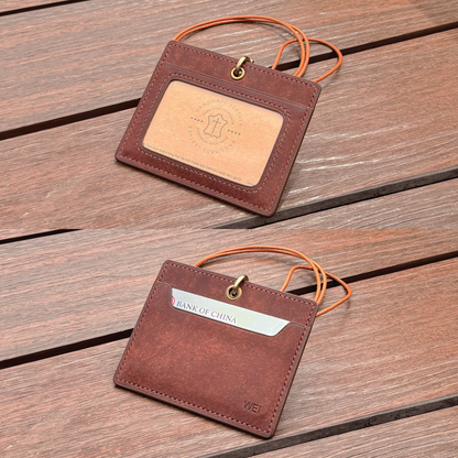 Pueblo Leather | ID Cardholder with Lanyard | Vertical, Horizontal Style | 磨砂牛皮系列 | 掛頸職員卡套 | 直款橫款