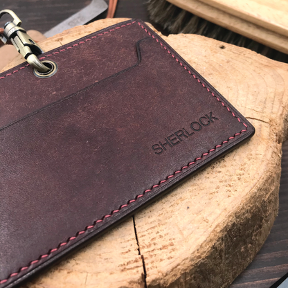 Pueblo Leather | ID Cardholder with Lanyard | Vertical, Horizontal Style | 磨砂牛皮系列 | 掛頸職員卡套 | 直款橫款