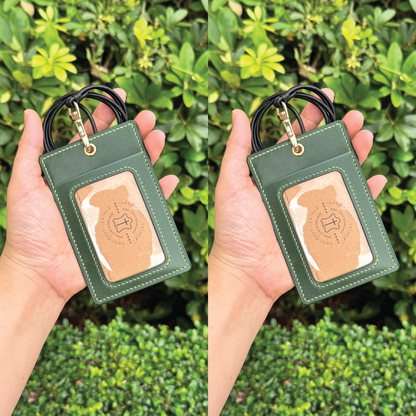 Tochigi Leather | ID Cardholder with Lanyard | 2 Photo Slots | 栃木牛皮系列 | 掛頸職員卡套 | 兩相格款式