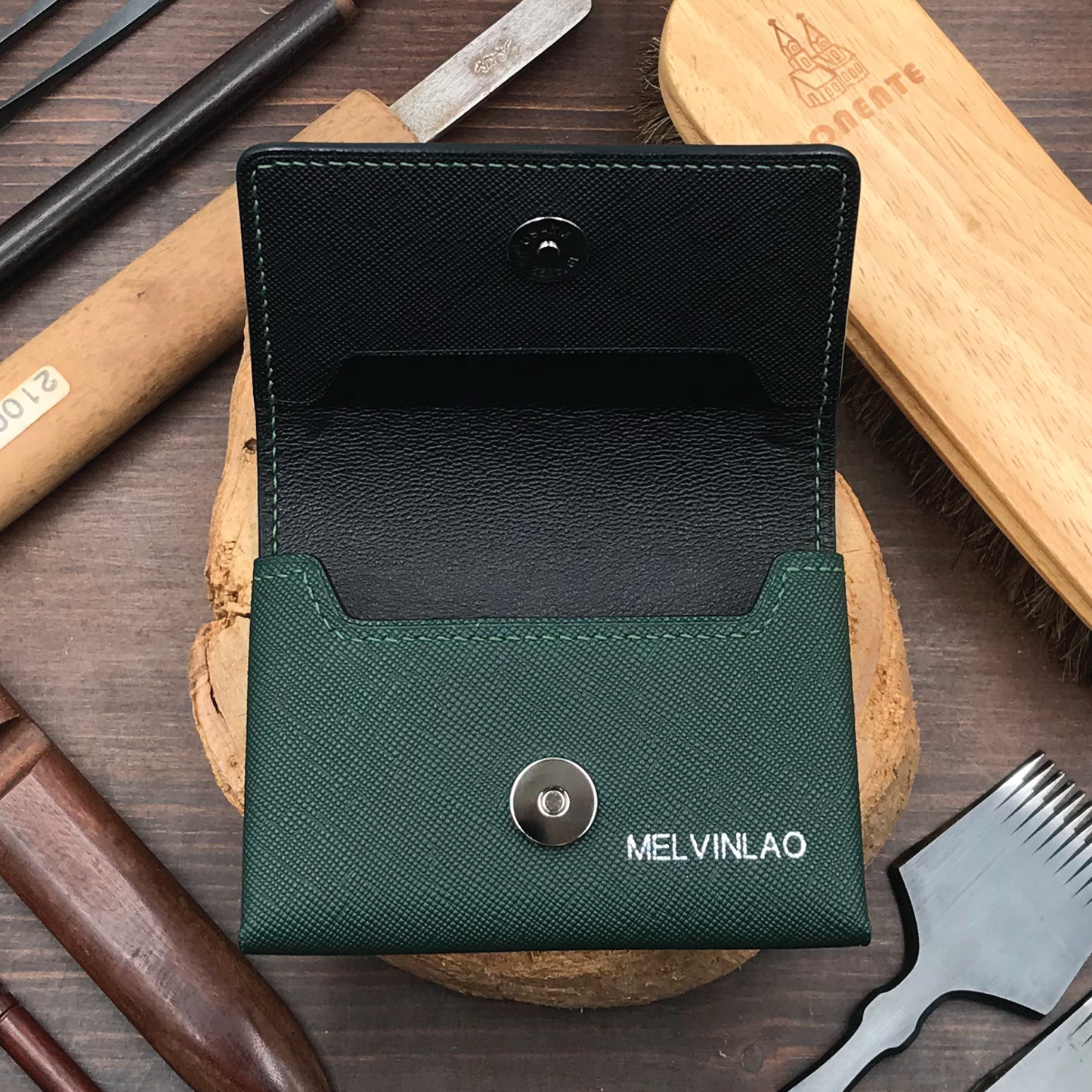 Saffiano Leather | Magnetic Snap Business Name Card Case | 十字紋牛皮系列 | 磁扣開關卡片盒