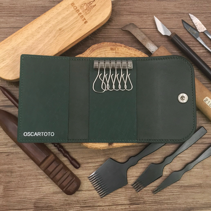 Saffiano Leather | Tri-fold Keyholder | 十字紋牛皮系列 | 三摺鎖匙包