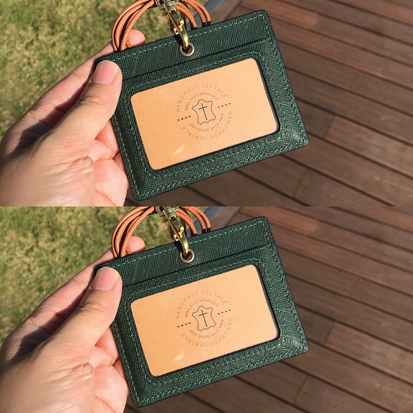 Saffiano Leather | ID Cardholder with Lanyard | 2 Photo Slots | 十字紋牛皮系列 | 掛頸職員卡套 | 兩相格款式