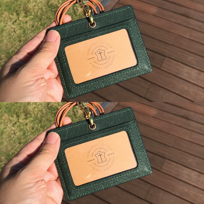 Saffiano Leather | ID Cardholder with Lanyard | 2 Photo Slots | 十字紋牛皮系列 | 掛頸職員卡套 | 兩相格款式