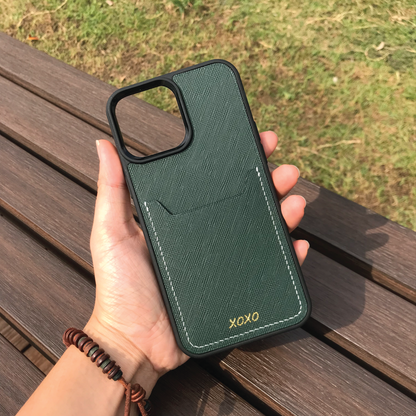 Saffiano Leather | Card Slot iPhone Case | 十字紋牛皮系列 | 卡位手機殼