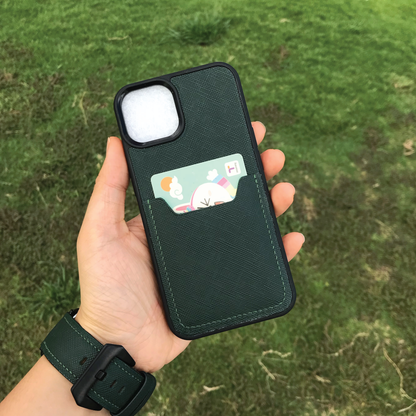 Saffiano Leather | Card Slot iPhone Case | 十字紋牛皮系列 | 卡位手機殼