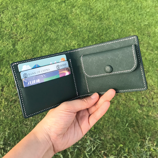 Saffiano Leather | Bifold Short Wallet | Coins Pocket Design | 十字紋牛皮系列 | 兩摺短銀包 | 零錢包款式