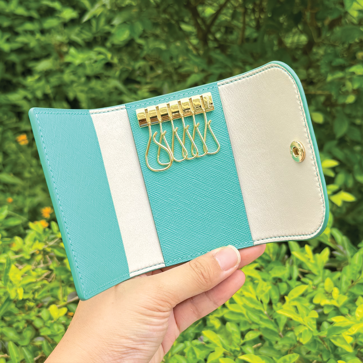 Saffiano Leather | Tri-fold Keyholder | 十字紋牛皮系列 | 三摺鎖匙包