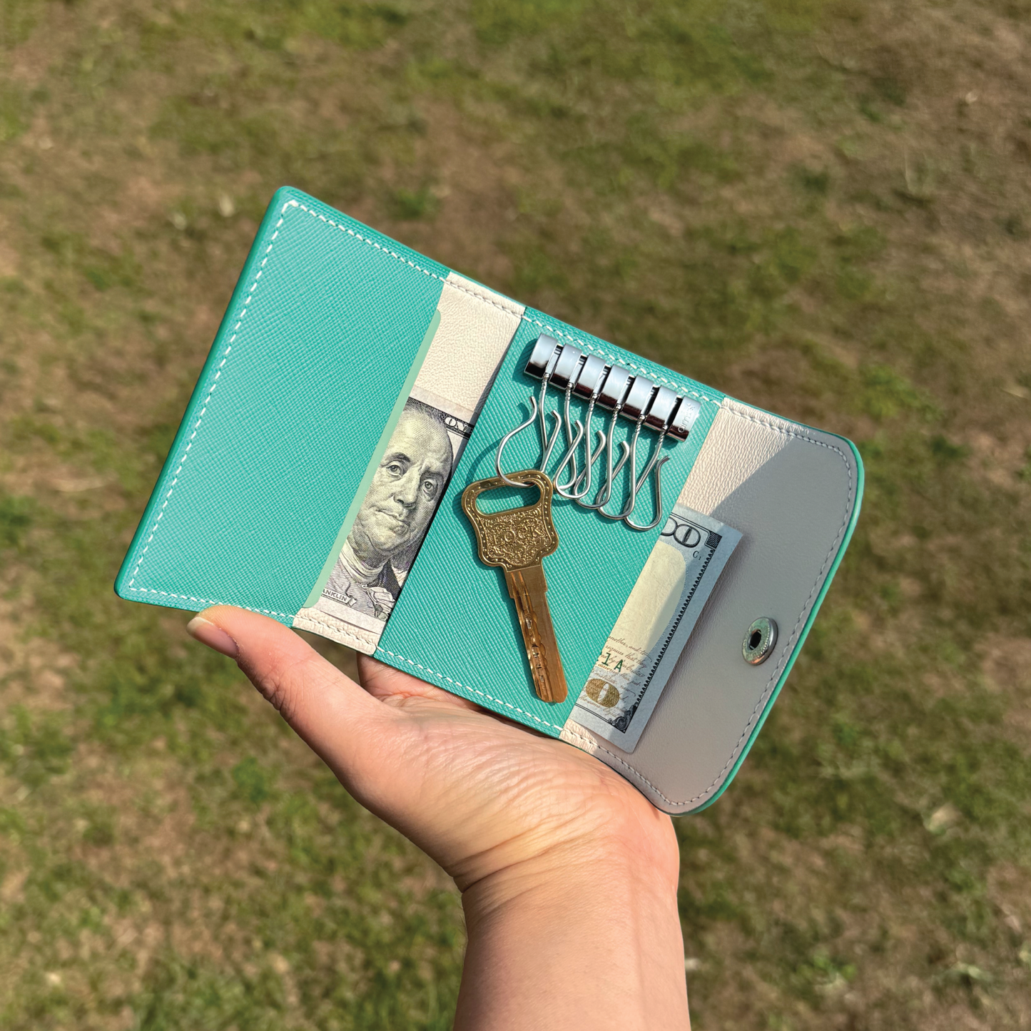 Saffiano Leather | Tri-fold Keyholder | 十字紋牛皮系列 | 三摺鎖匙包