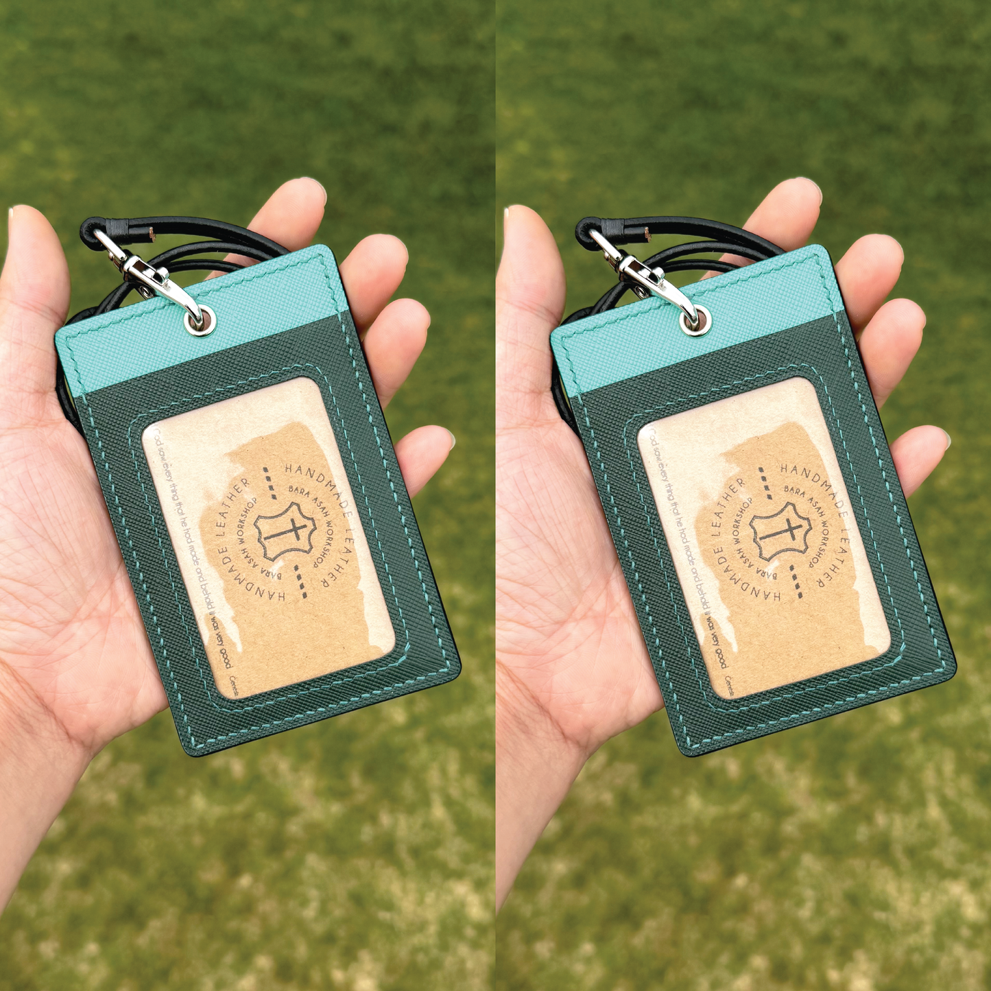 Saffiano Leather | ID Cardholder with Lanyard | 2 Photo Slots | 十字紋牛皮系列 | 掛頸職員卡套 | 兩相格款式