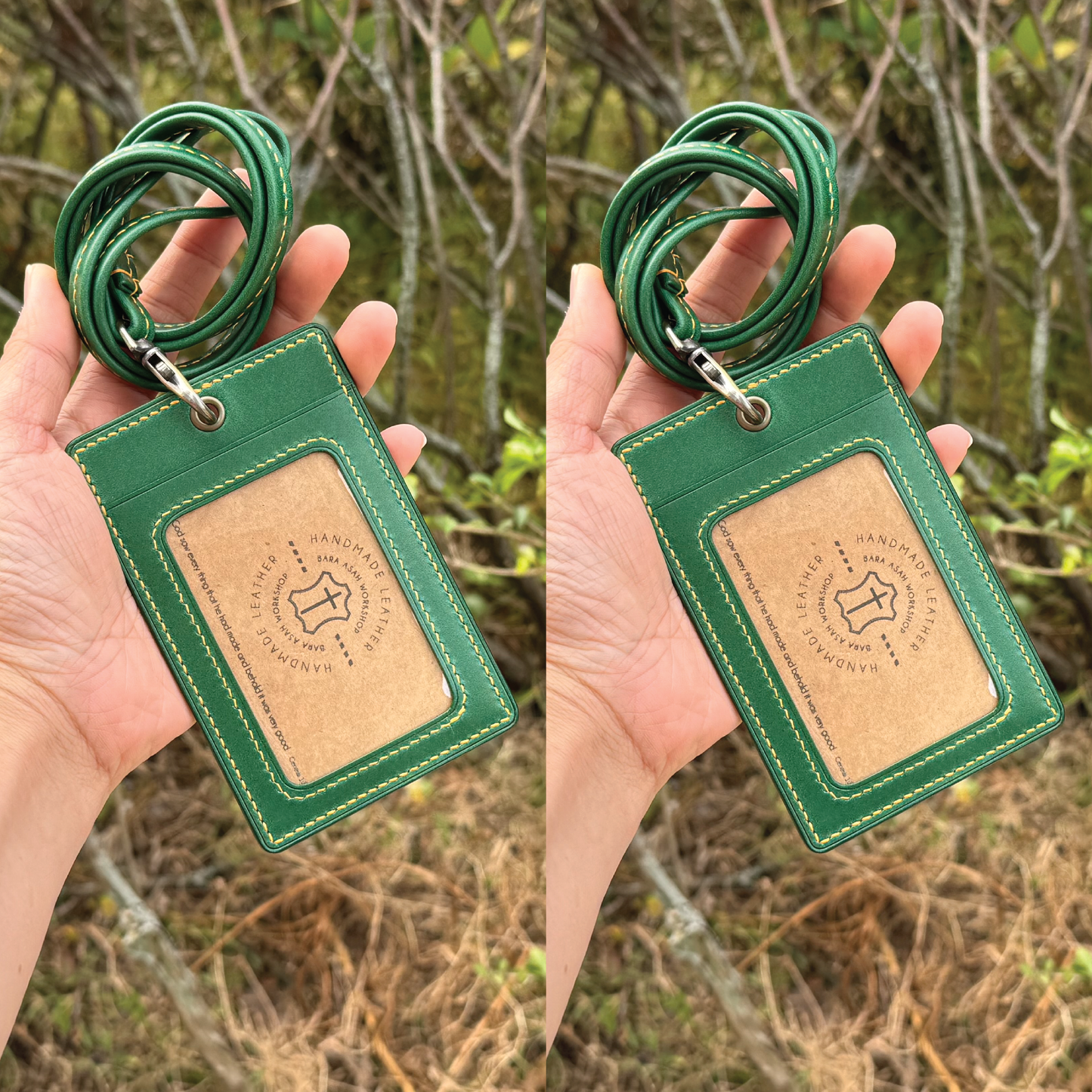 Buttero Leather | ID Cardholder with Lanyard | 2 Photo Slots | 植鞣牛皮系列 | 掛頸職員卡套 | 兩相格款式