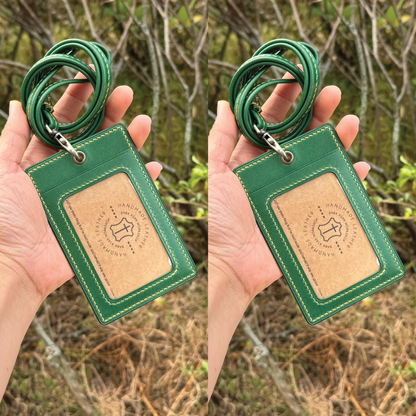 Buttero Leather | ID Cardholder with Lanyard | 2 Photo Slots | 植鞣牛皮系列 | 掛頸職員卡套 | 兩相格款式