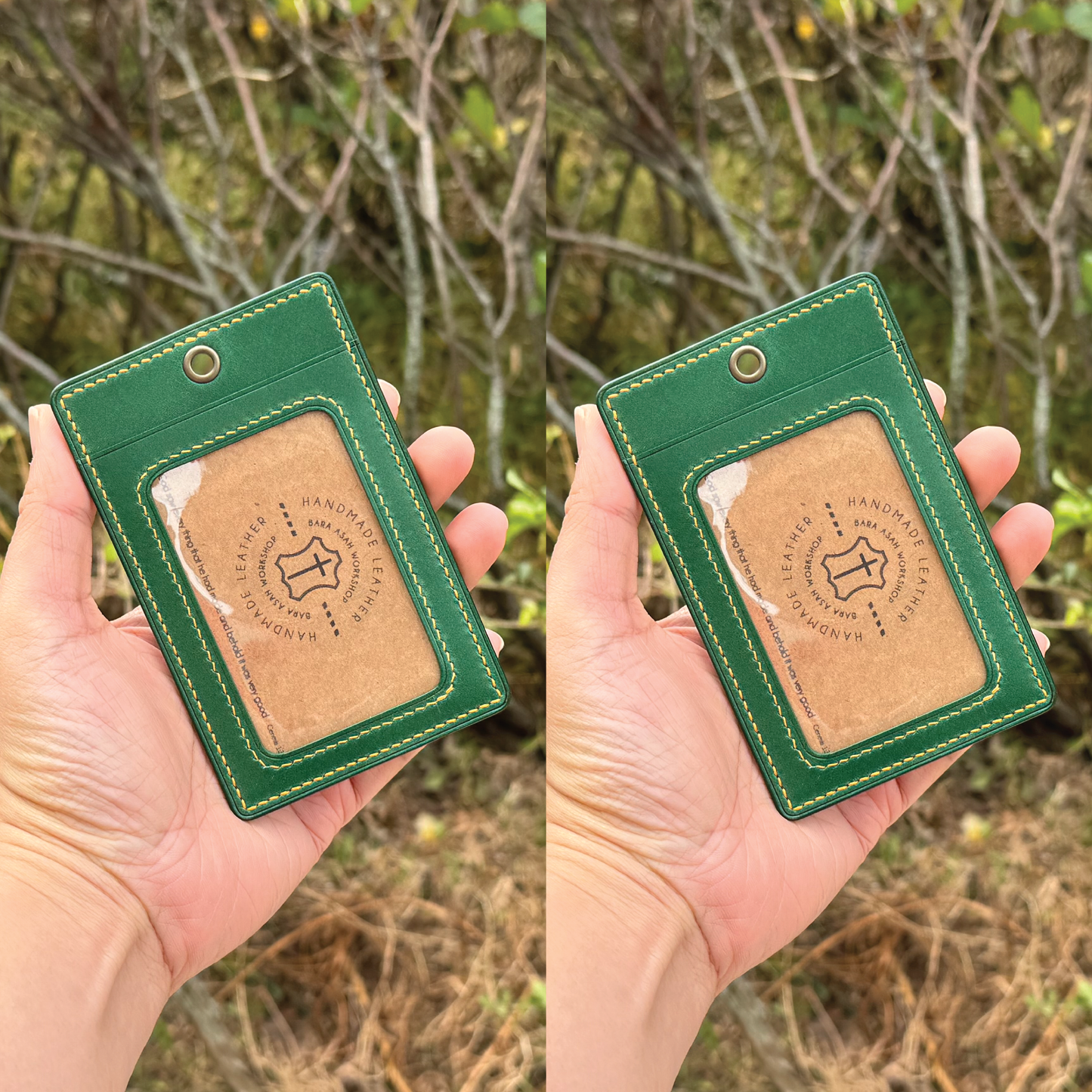 Buttero Leather | ID Cardholder with Lanyard | 2 Photo Slots | 植鞣牛皮系列 | 掛頸職員卡套 | 兩相格款式