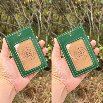 Buttero Leather | ID Cardholder with Lanyard | 2 Photo Slots | 植鞣牛皮系列 | 掛頸職員卡套 | 兩相格款式