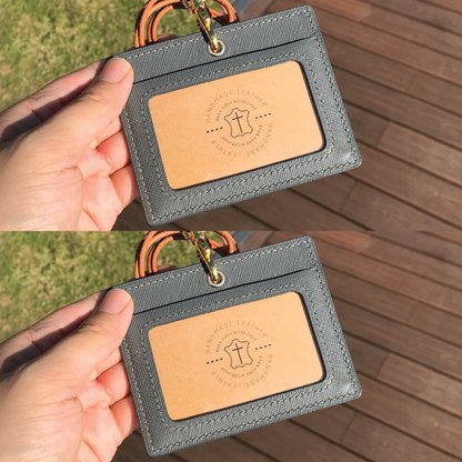 Saffiano Leather | ID Cardholder with Lanyard | 2 Photo Slots | 十字紋牛皮系列 | 掛頸職員卡套 | 兩相格款式