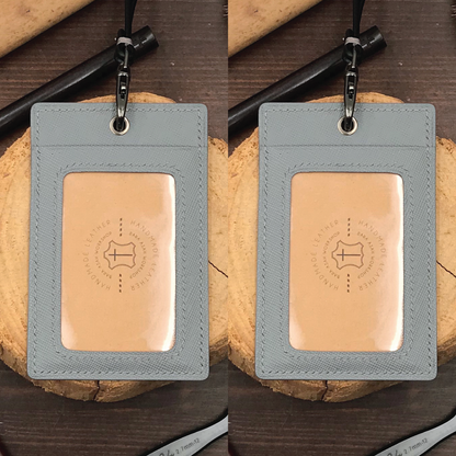 Saffiano Leather | ID Cardholder with Lanyard | 2 Photo Slots | 十字紋牛皮系列 | 掛頸職員卡套 | 兩相格款式