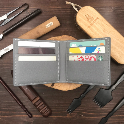Saffiano Leather | Bifold Short Wallet | Card Slot, Photo Slot | 十字紋牛皮系列 | 兩摺短銀包 | 卡位，相位款式