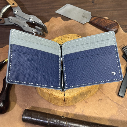 Saffiano Leather | Money Clip Wallet | Half-opened  Internal Pockets Style