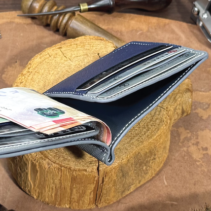 Saffiano Leather | Money Clip Wallet | Half-opened  Internal Pockets Style