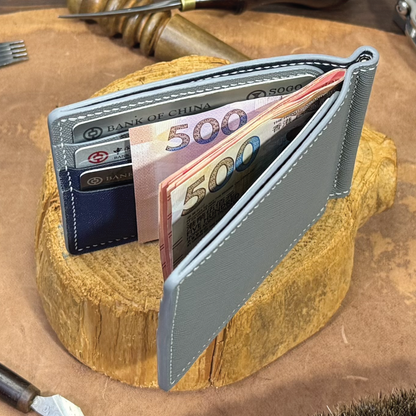 Saffiano Leather | Money Clip Wallet | Half-opened  Internal Pockets Style