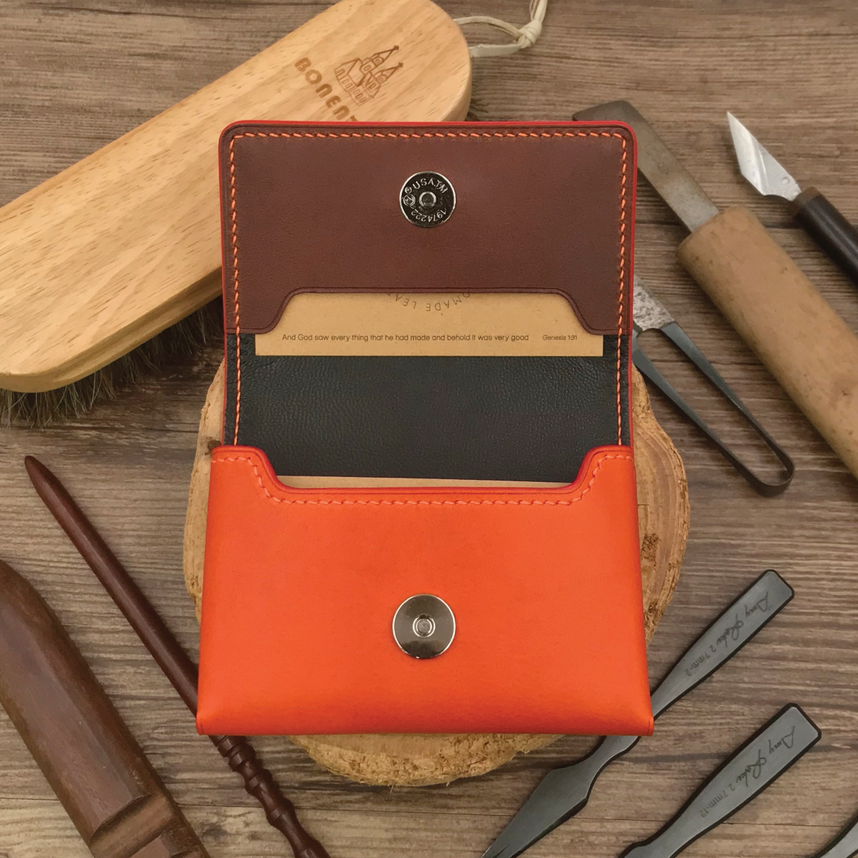 Buttero Leather | Magnetic Snap Business Name Card Case | 植鞣牛皮系列 | 磁扣開關卡片盒