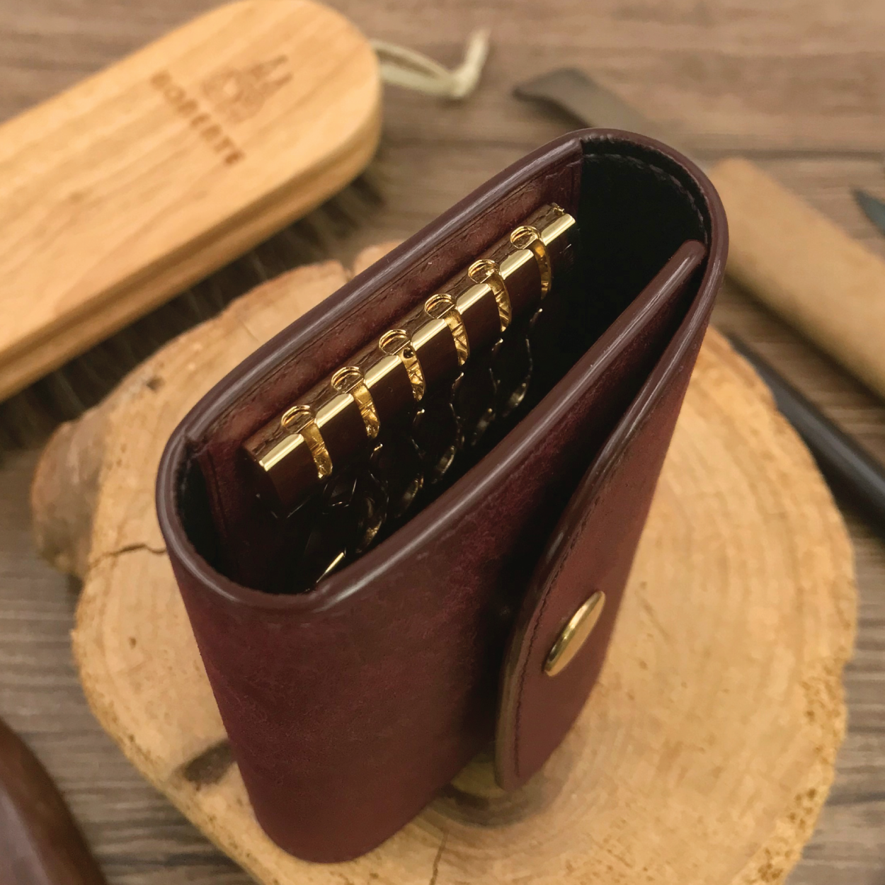 Pueblo Leather | Tri-fold Keyholder | 磨砂牛皮系列 | 三摺鎖匙包