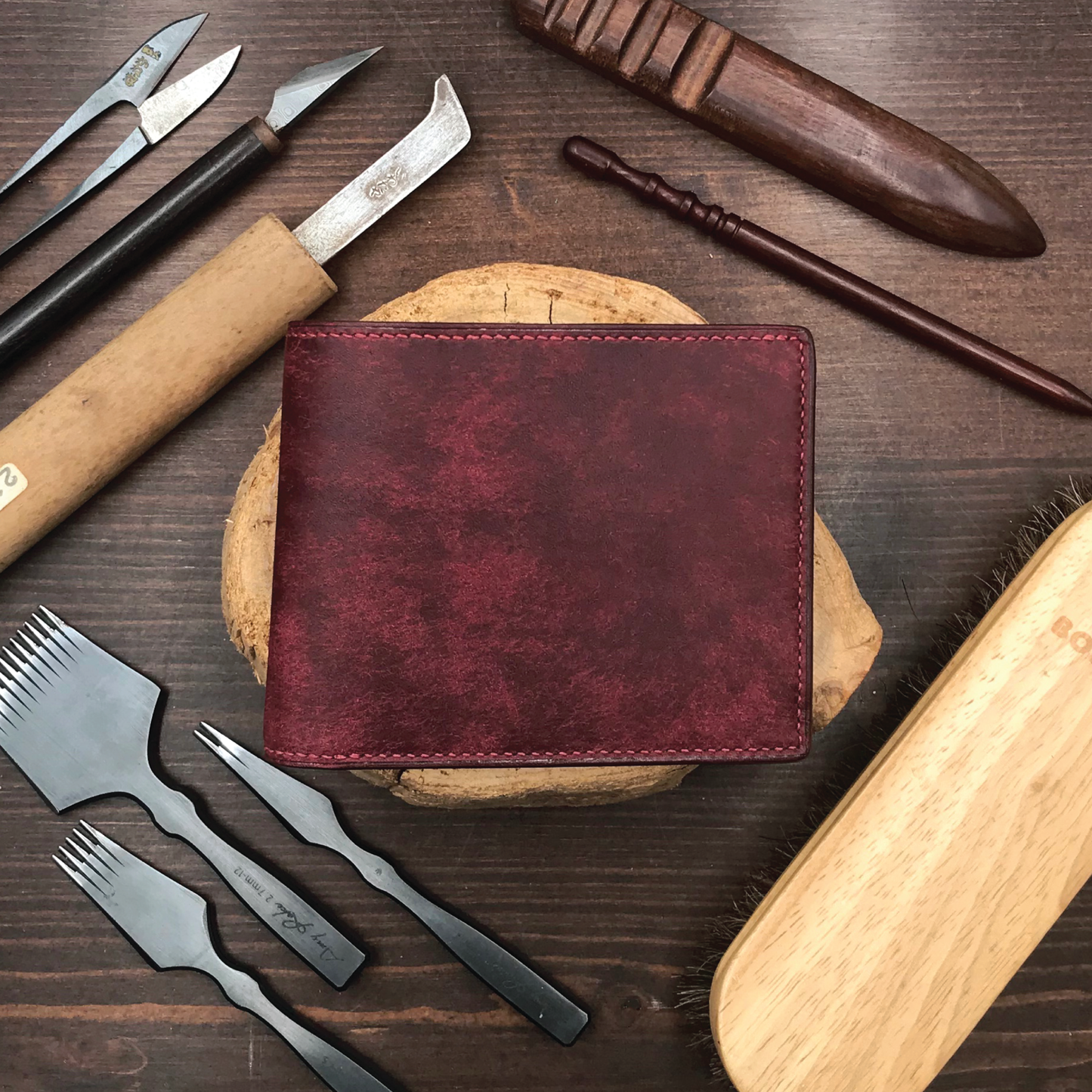 Pueblo Leather | Bifold Short Wallet | Card Slot, Photo Slot | 磨砂牛皮系列 | 兩摺短銀包 | 卡位，相位款式