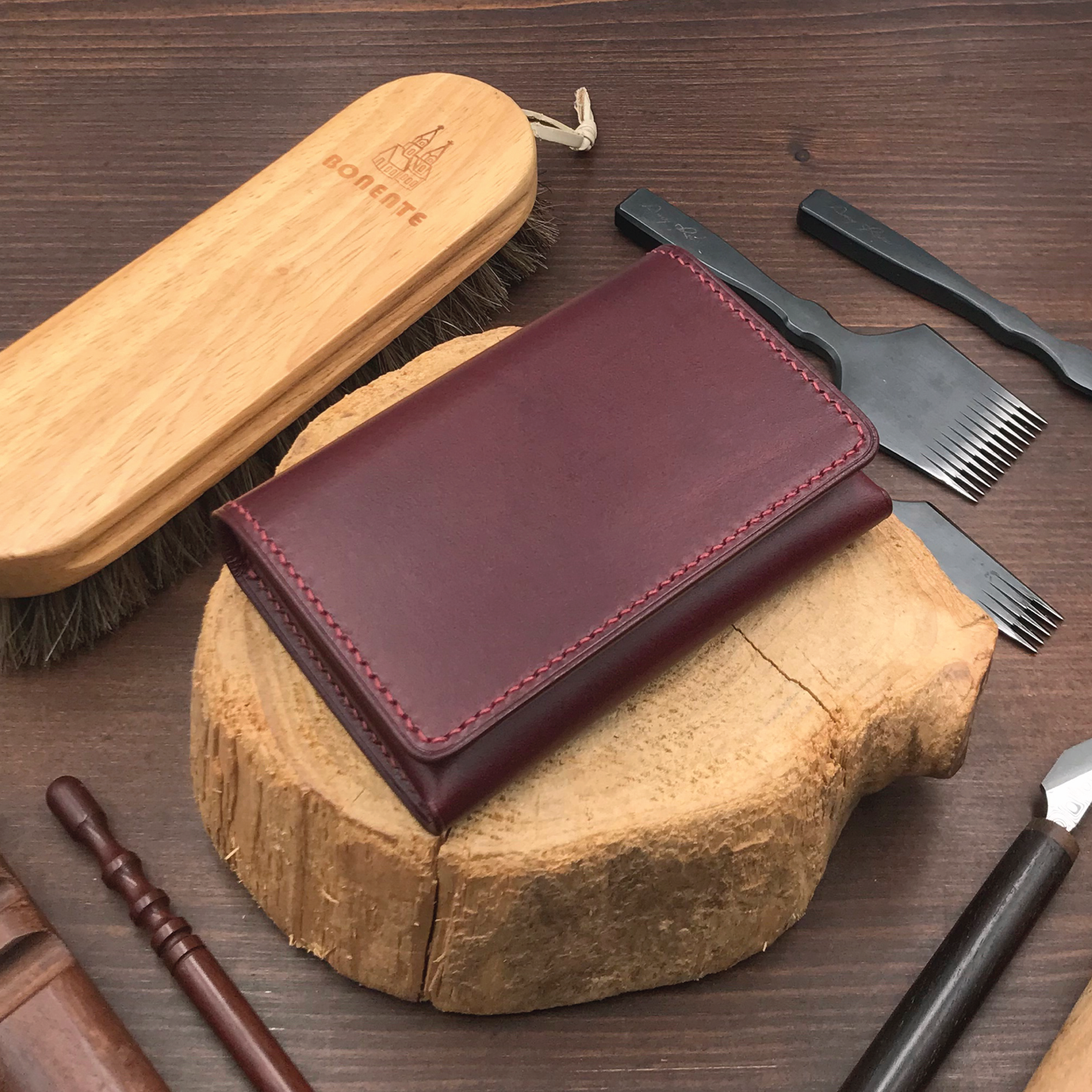 Buttero Leather | Magnetic Snap Business Name Card Case | 植鞣牛皮系列 | 磁扣開關卡片盒