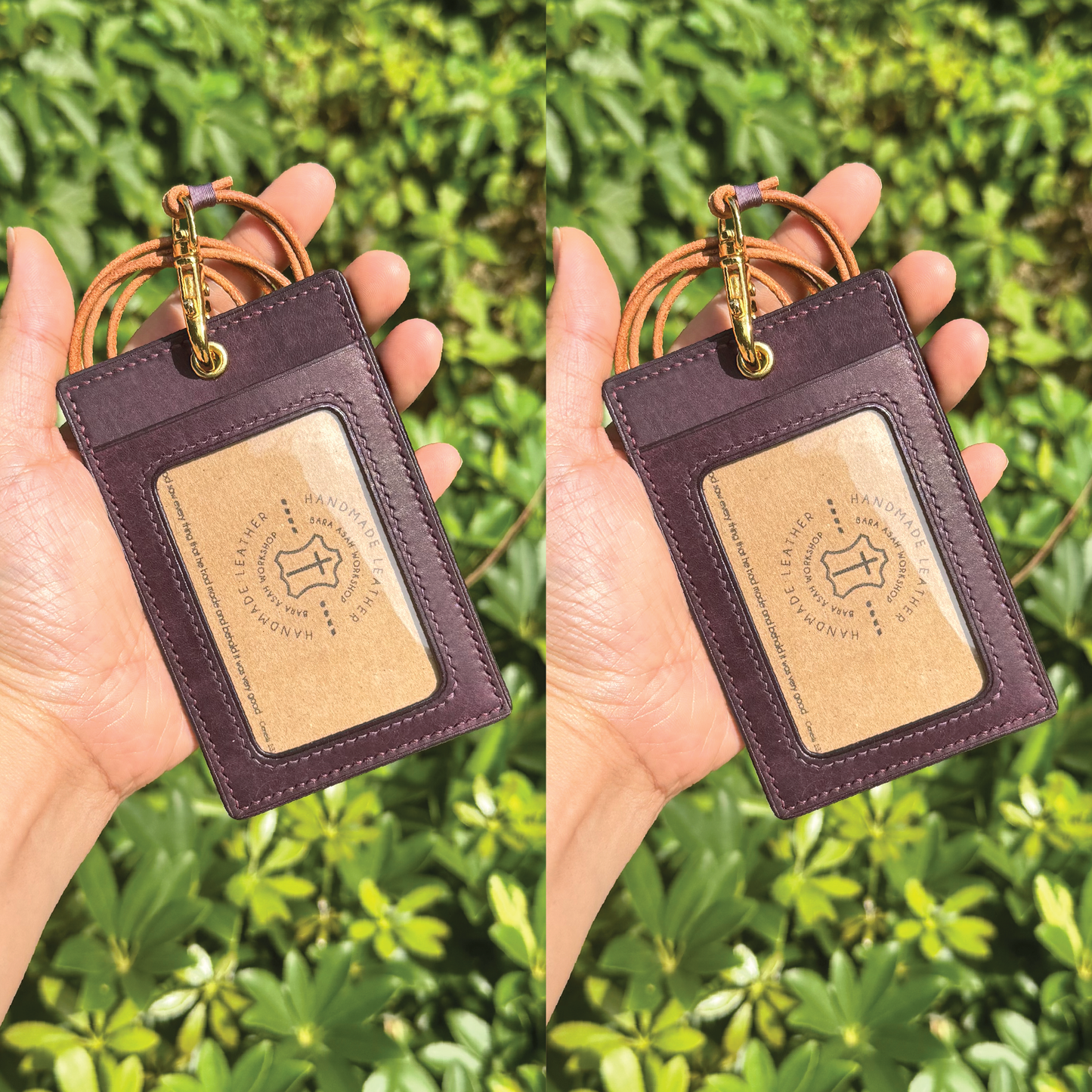 Pueblo Leather | ID Cardholder with Lanyard | 2 Photo Slots | 磨砂牛皮系列 | 掛頸職員卡套 | 兩相格款式