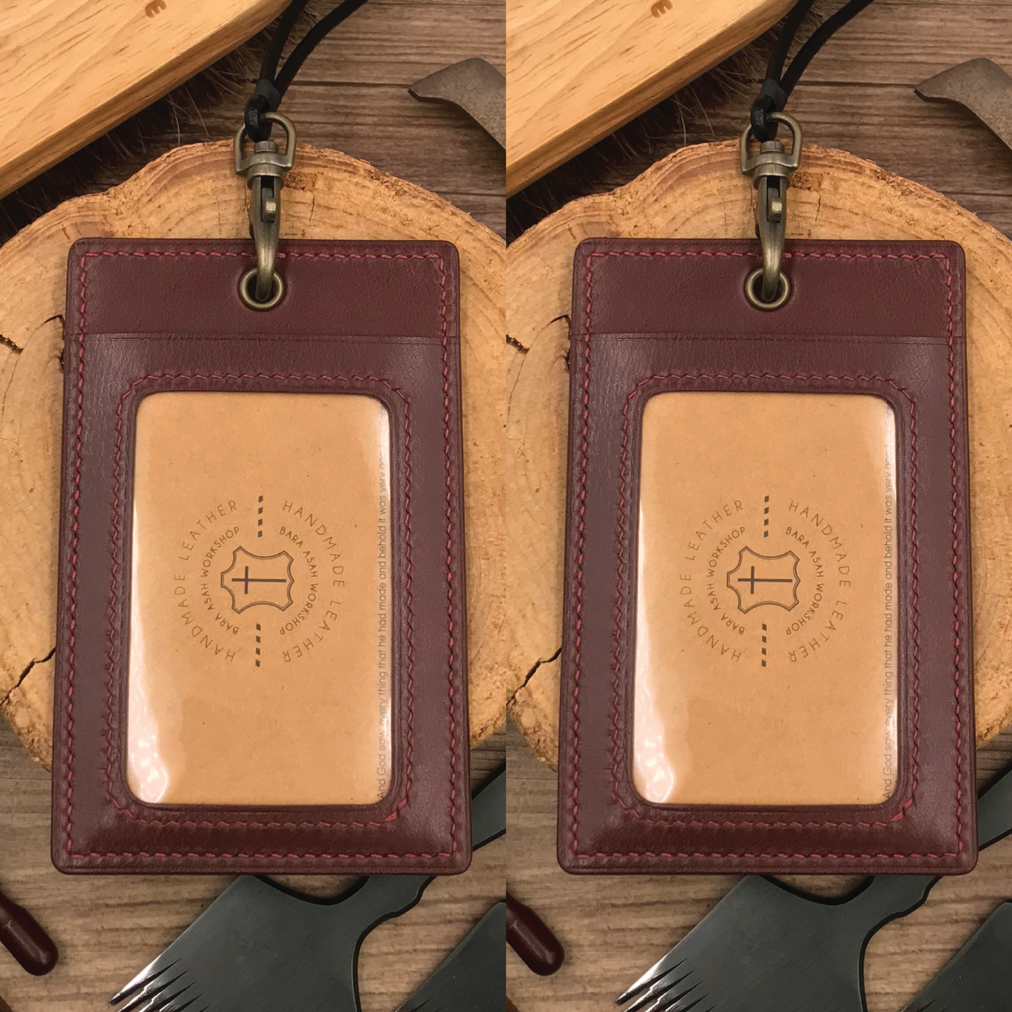 Calf Leather | ID Cardholder with Lanyard | 2 Photo Slots | 小牛皮系列 | 掛頸職員卡套 | 兩相格款式
