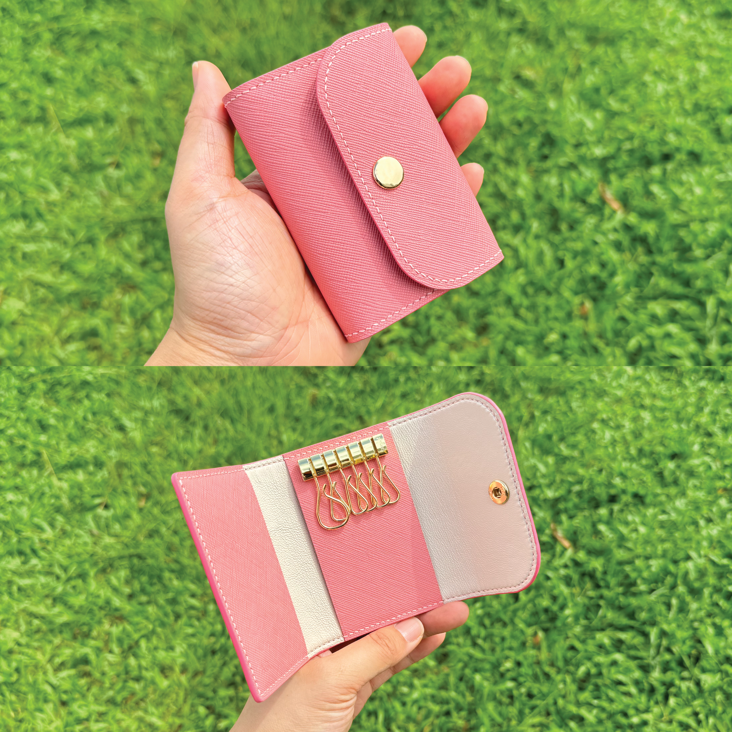 Saffiano Leather | Tri-fold Keyholder | 十字紋牛皮系列 | 三摺鎖匙包