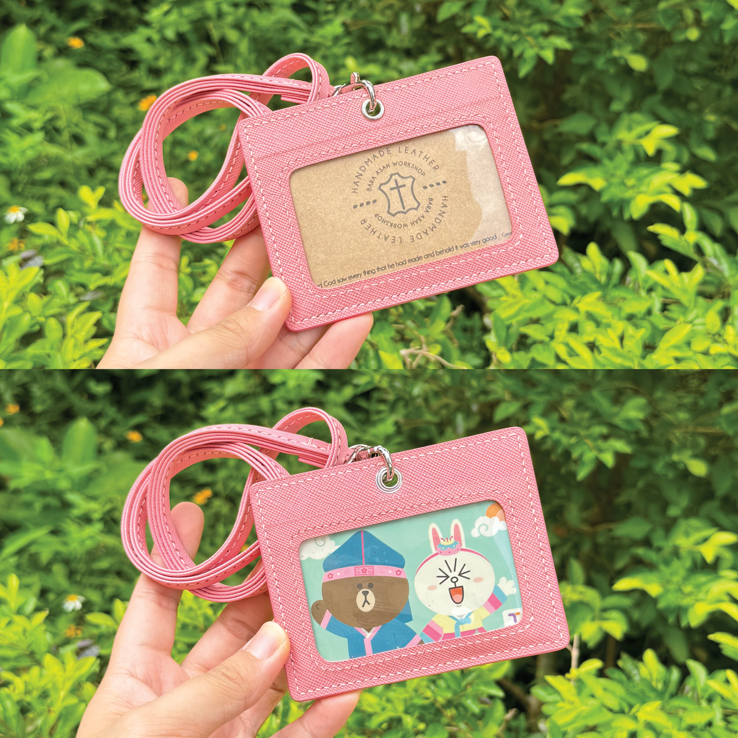 Saffiano Leather | ID Cardholder with Lanyard | 2 Photo Slots | 十字紋牛皮系列 | 掛頸職員卡套 | 兩相格款式