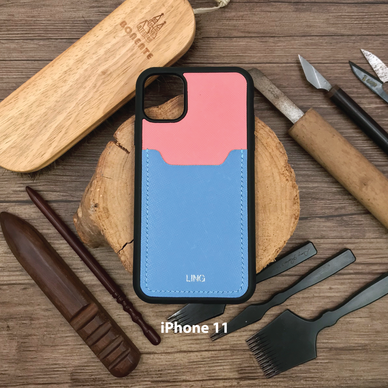 Saffiano Leather | Card Slot iPhone Case | 十字紋牛皮系列 | 卡位手機殼