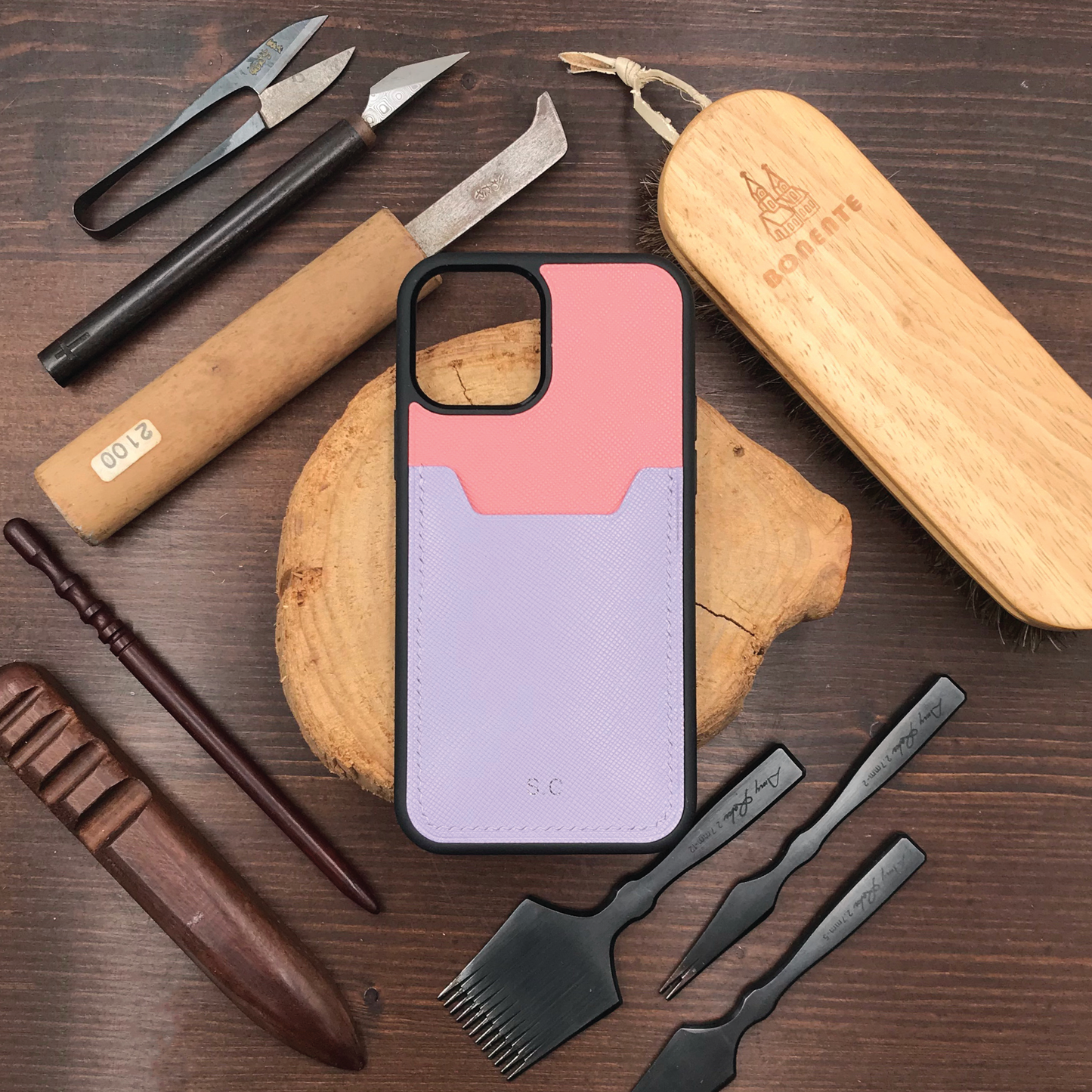 Saffiano Leather | Card Slot iPhone Case | 十字紋牛皮系列 | 卡位手機殼