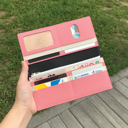 Saffiano Leather | Bifold Long Wallet | Zipper Pocket Design