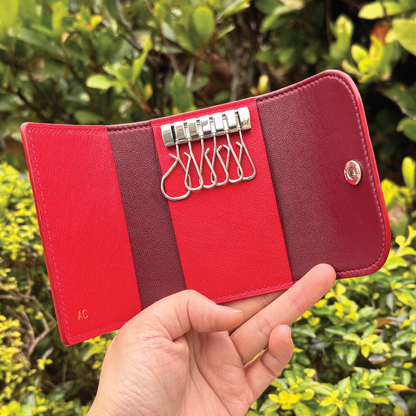 Saffiano Leather | Tri-fold Keyholder | 十字紋牛皮系列 | 三摺鎖匙包