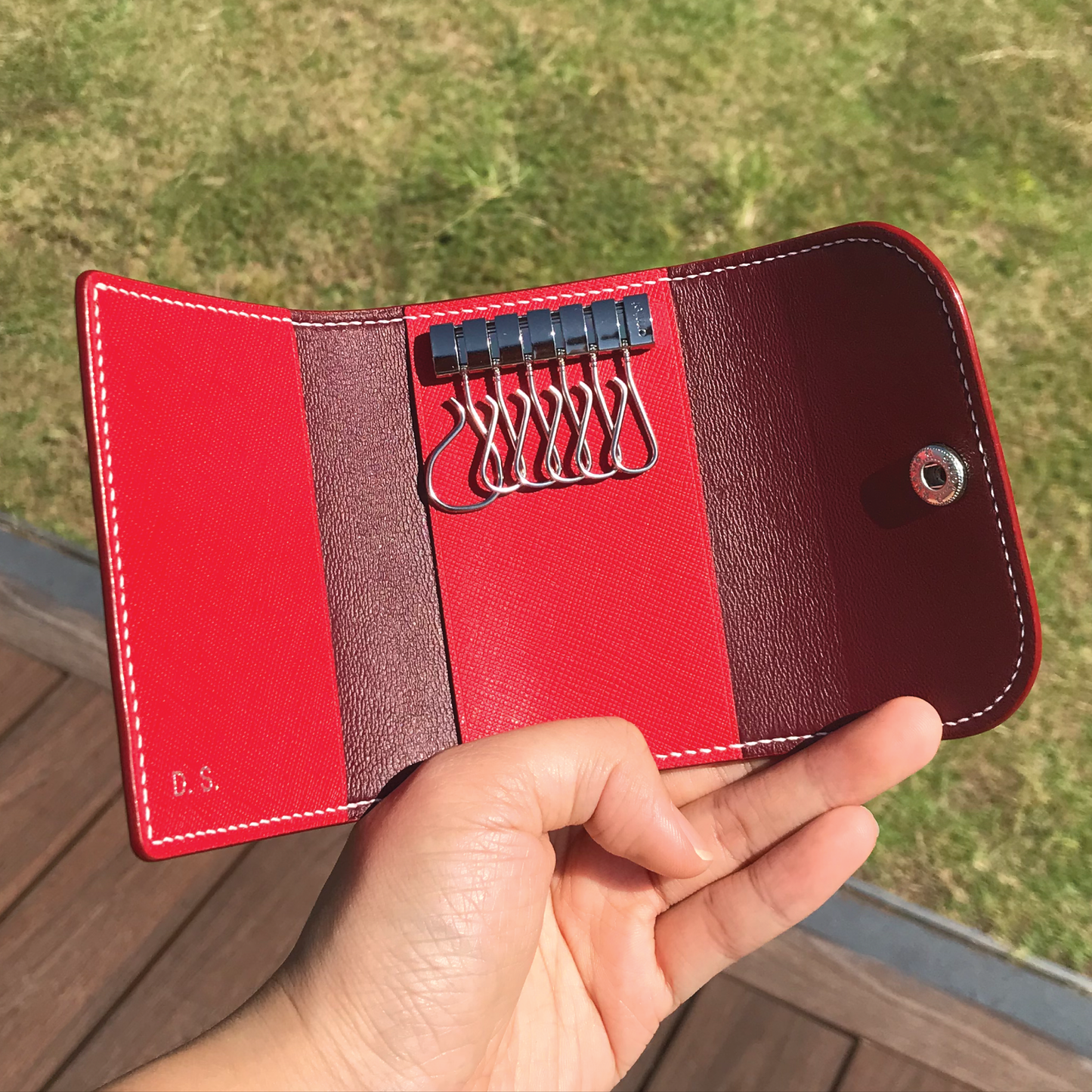 Saffiano Leather | Tri-fold Keyholder | 十字紋牛皮系列 | 三摺鎖匙包