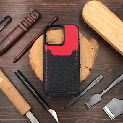 Saffiano Leather | Card Slot iPhone Case | 十字紋牛皮系列 | 卡位手機殼