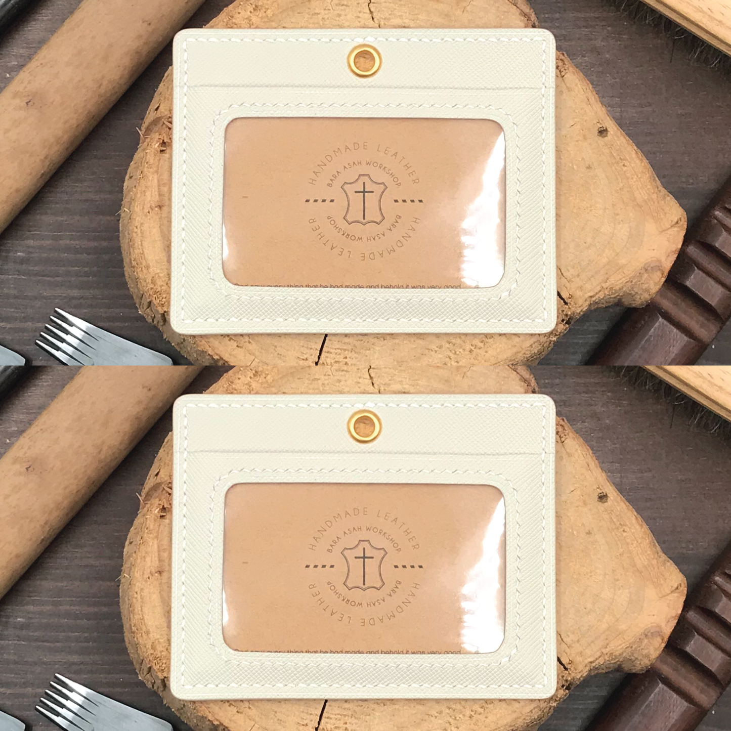 Saffiano Leather | ID Cardholder with Lanyard | 2 Photo Slots | 十字紋牛皮系列 | 掛頸職員卡套 | 兩相格款式