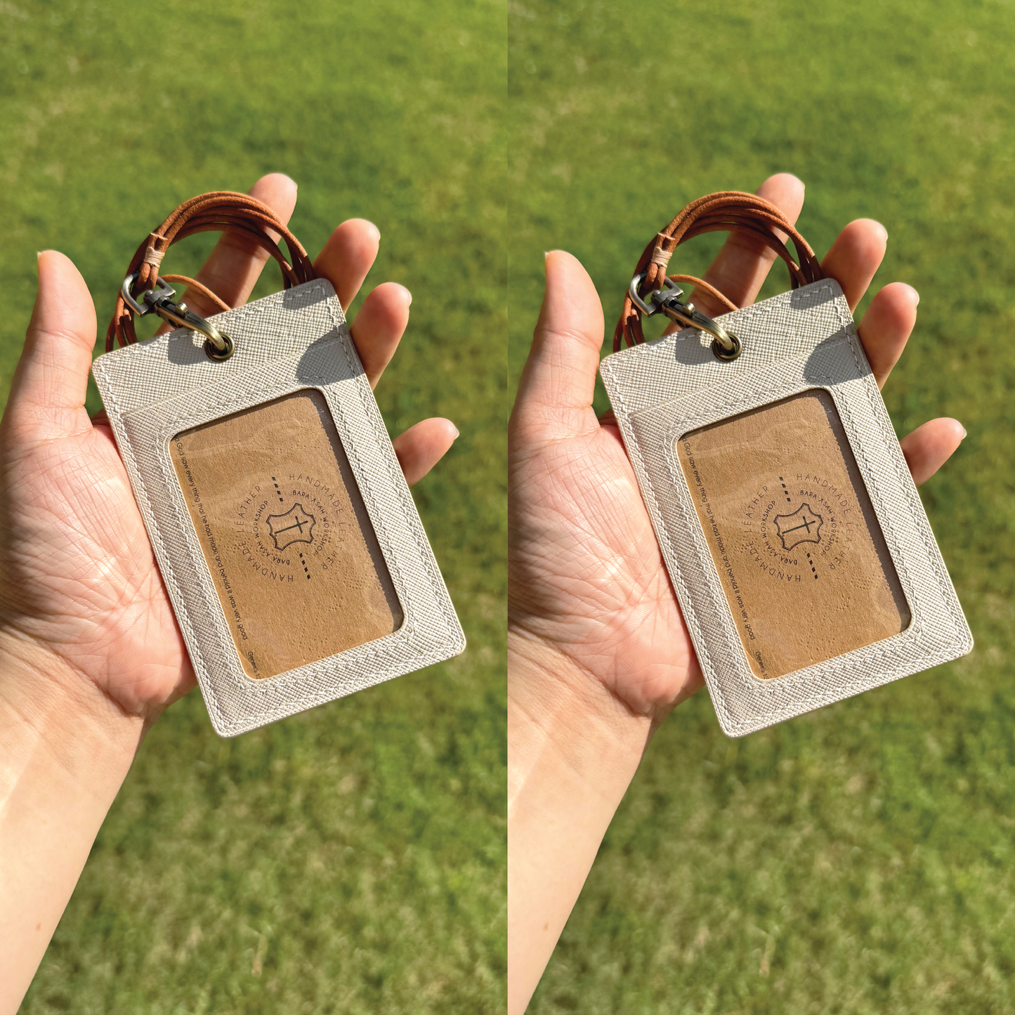 Saffiano Leather | ID Cardholder with Lanyard | 2 Photo Slots | 十字紋牛皮系列 | 掛頸職員卡套 | 兩相格款式