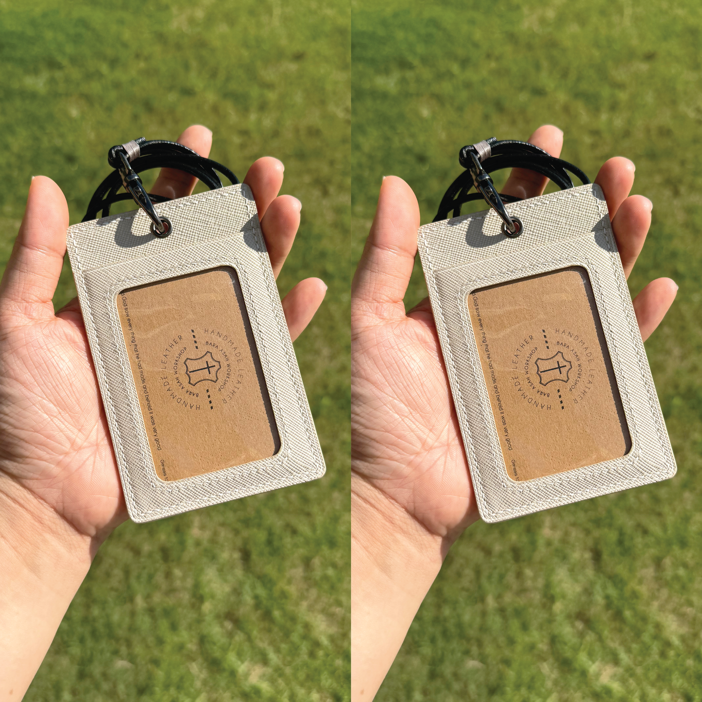 Saffiano Leather | ID Cardholder with Lanyard | 2 Photo Slots | 十字紋牛皮系列 | 掛頸職員卡套 | 兩相格款式