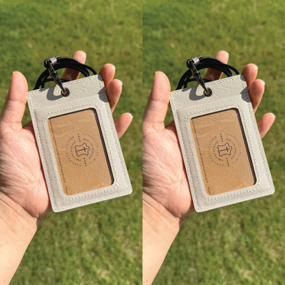 Saffiano Leather | ID Cardholder with Lanyard | 2 Photo Slots | 十字紋牛皮系列 | 掛頸職員卡套 | 兩相格款式