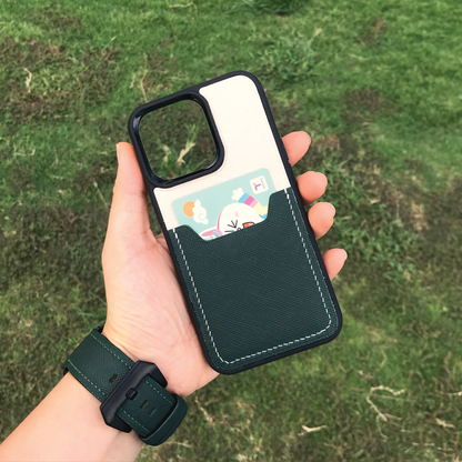 Saffiano Leather | Card Slot iPhone Case | 十字紋牛皮系列 | 卡位手機殼