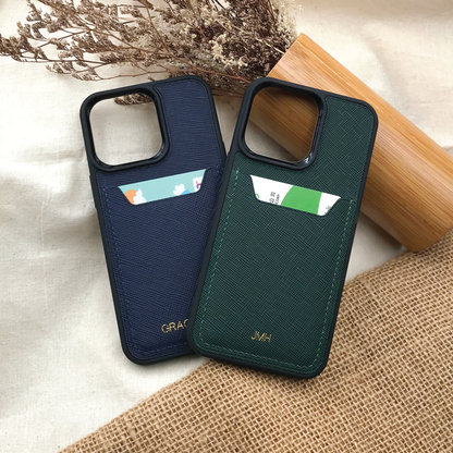 Saffiano Leather | Card Slot iPhone Case | 十字紋牛皮系列 | 卡位手機殼