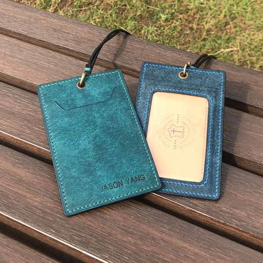 Pueblo Leather | ID Cardholder with Lanyard | Vertical, Horizontal Style | 磨砂牛皮系列 | 掛頸職員卡套 | 直款橫款