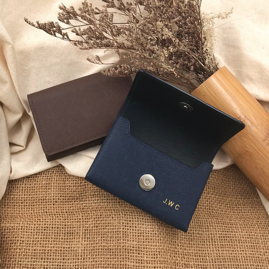 Saffiano Leather | Magnetic Snap Business Name Card Case | 十字紋牛皮系列 | 磁扣開關卡片盒